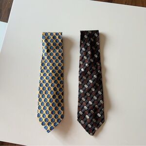 Ermenegildo Zegna Yellow Tie and Durban Black Patterned Tie Set